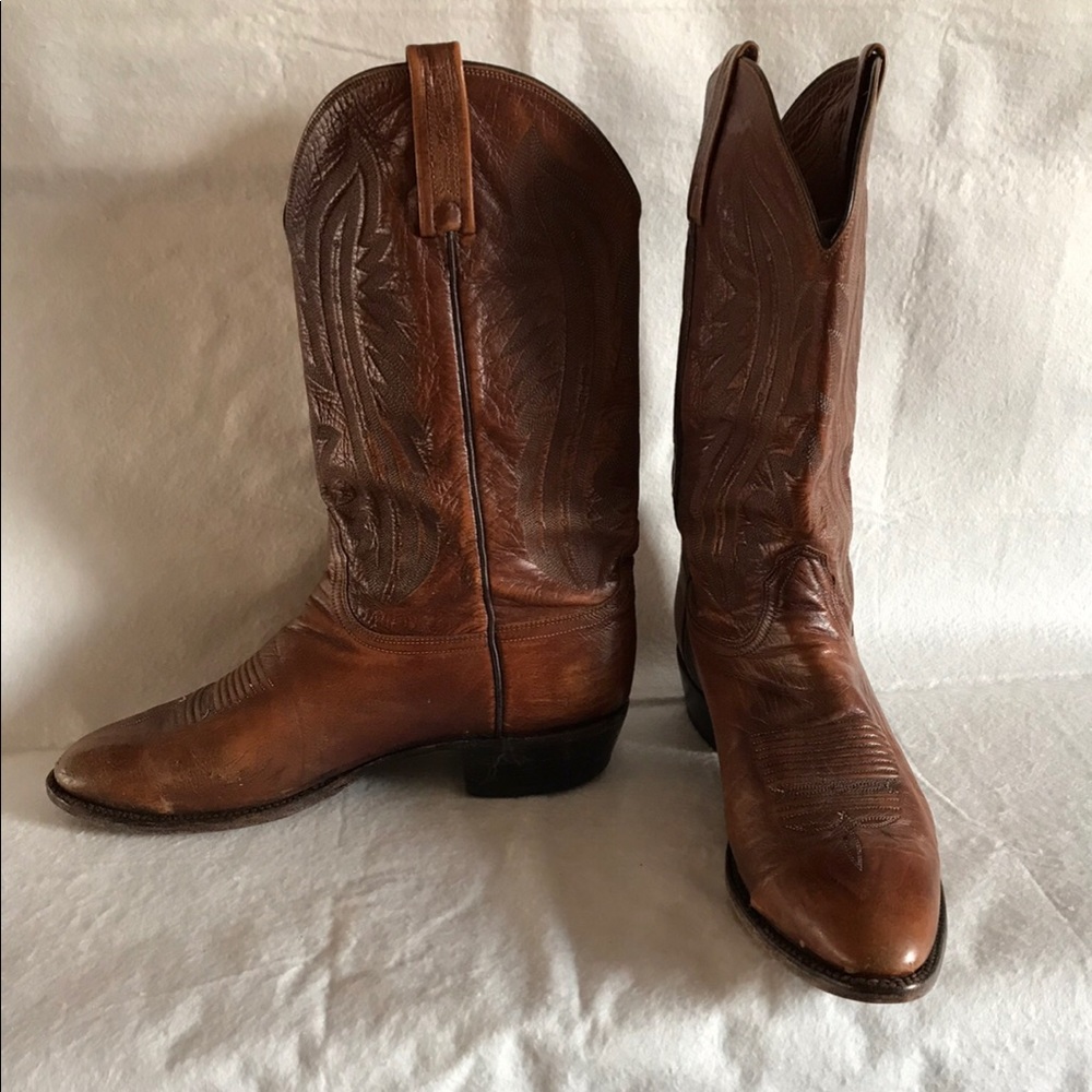 Lucchese Brown Leather Men’s Cowboy Boots 12D